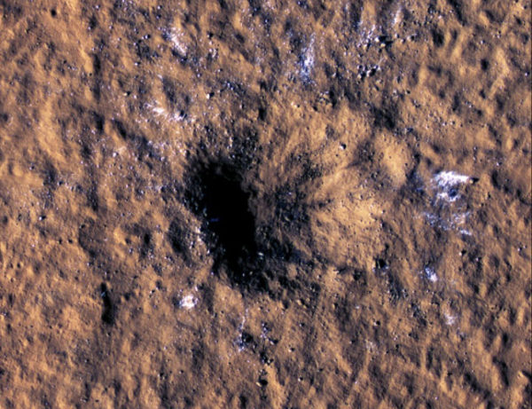 Meteoroid strike crater on Mars - 