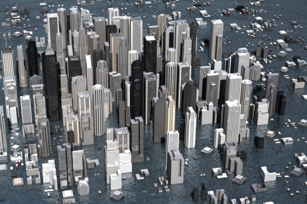 flooded metropolis - climate change - deposit photos