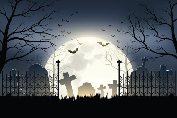 graveyard under full moon - deposit photos