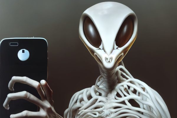 alien on the phone