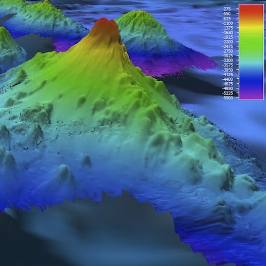 Pao Pao Seamount in the South Pacific Ocean has been mapped by sonar, while thousands of other seamounts are just now being discovered by satellites. (Image credit: NOAA Office of Ocean Exploration and Research)