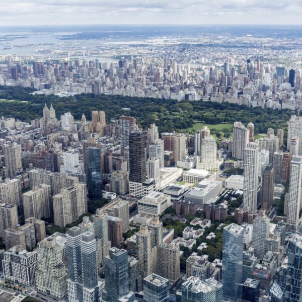 New York City aerial view showing Central Park - Deposit Photos