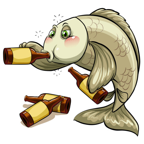 Fish drinking beer - deposit photos