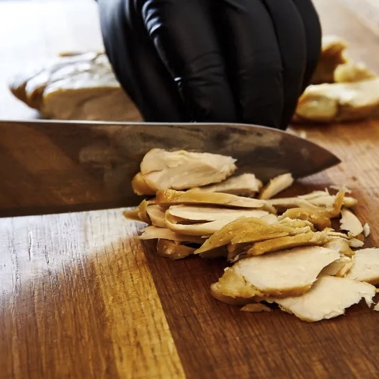 This is a lab-grown chicken breast, produced by the company Good Meat. (Image credit: Courtesy of Good Meat)