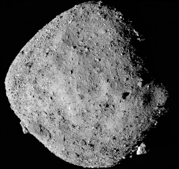his mosaic image of asteroid Bennu is composed of 12 PolyCam images collected on Dec. 2, 2018 by the OSIRIS-REx spacecraft from a range of 15 miles (24 km). NASA/Goddard/University of Arizona