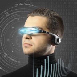 man with futuristic glasses - deposit photos